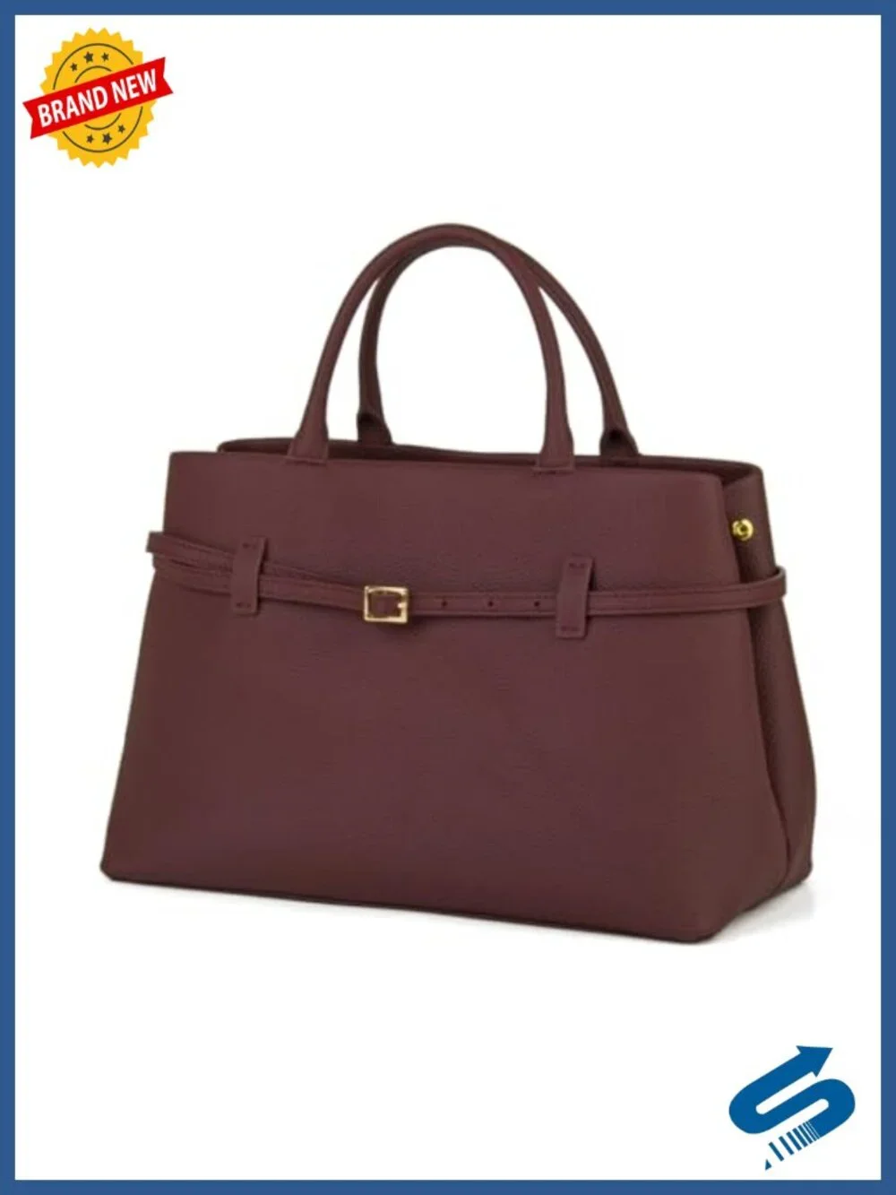 Full-Grain Cow Leather Top Handle Satchel Tote Bag with Adjustable Strap